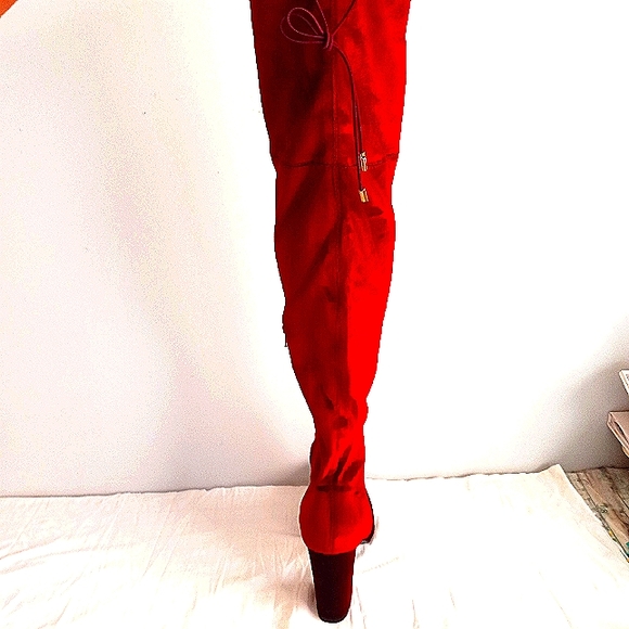 Ladies Over the Knee Stretch Velvet Boots - Picture 11 of 13